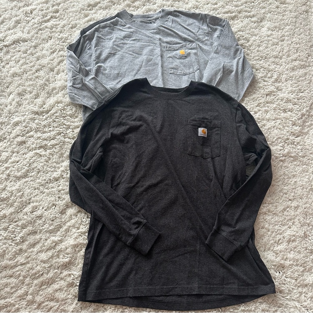 Carhartt Charcoal and Heather Gray Loose Fit Long Sleeve Shirts